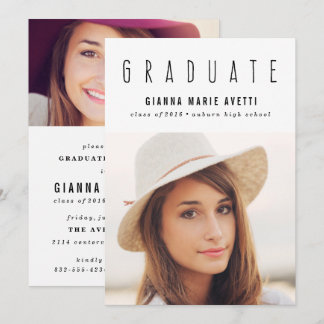 Convite para Graduação de Fotos Limpo e Moderno 2