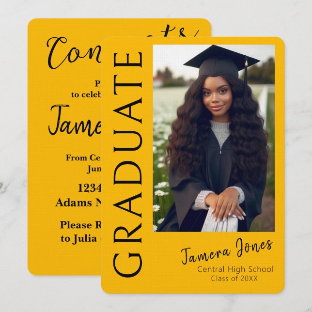 Convite para Graduação de Fotos Moderna (Frente/Verso)