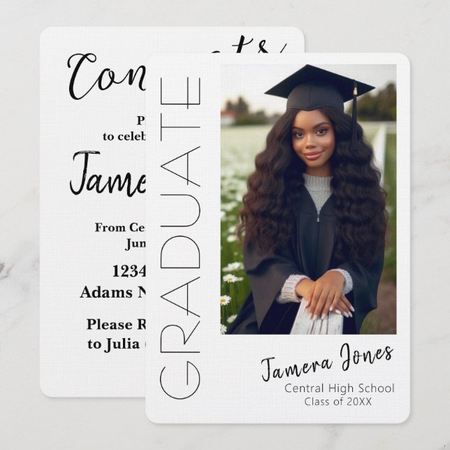 Convite para Graduação de Fotos Moderna (Frente/Verso)