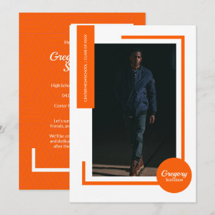 Convite para Graduação de Fotos Moderna Orange P