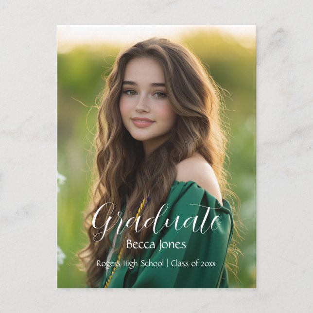 Convite para Graduação de Fotos para Caligrafia Mo (Frente)