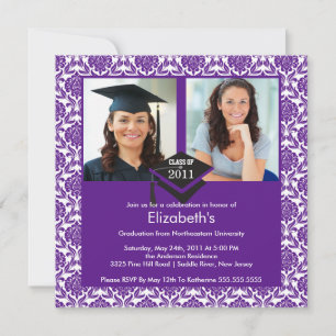 Convite Para Graduação De Fotos Para Damas Púrp