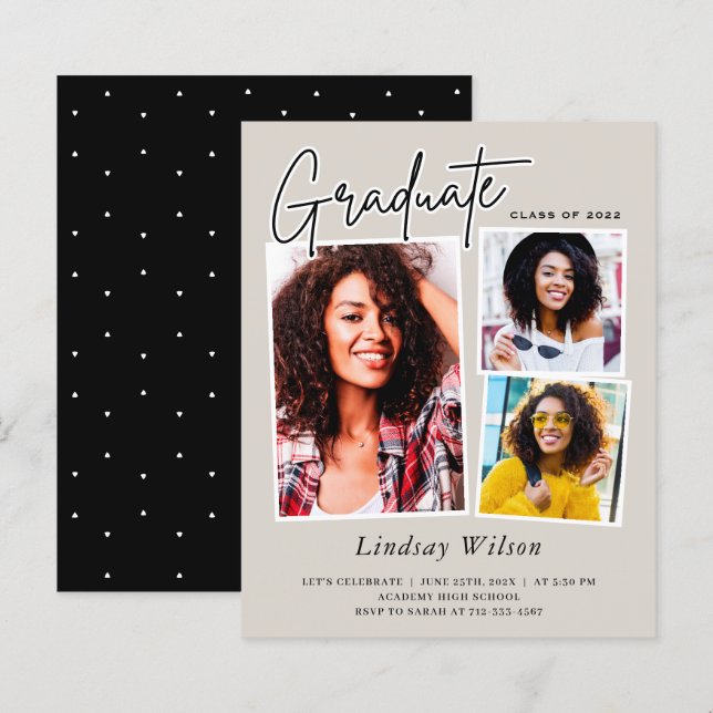 Convite para Graduação de Fotos para Formando 3 Ra (Frente/Verso)