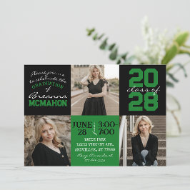 Convite para Graduação de Fotos Verde e Preto 3