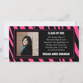 Convite para Graduação de Fotos Zebra Rosa e Negra