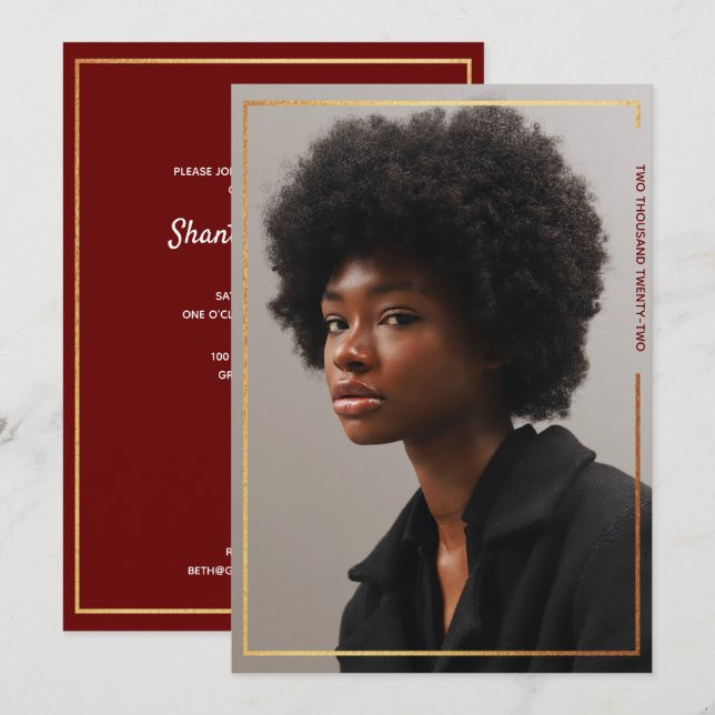 Convite para Graduação de Fronteira Dourada Modern (Frente/Verso)