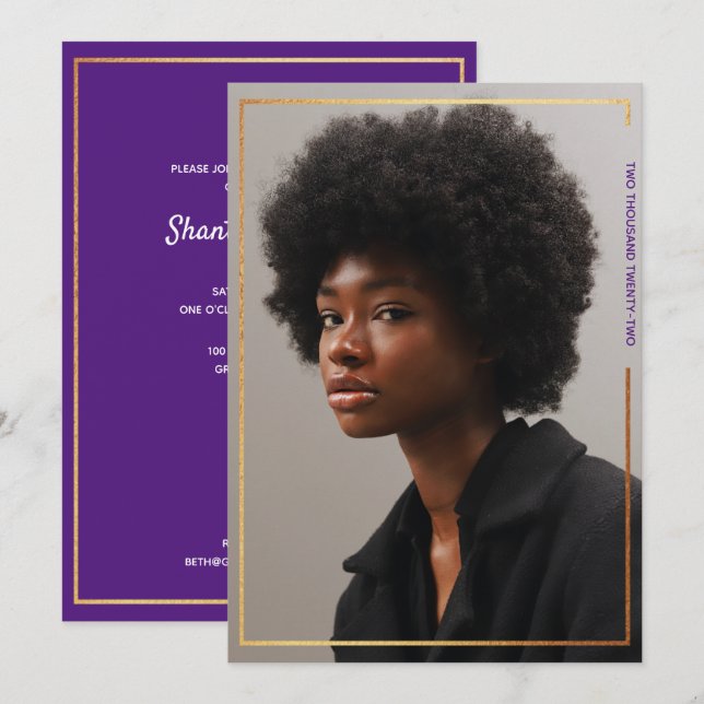 Convite para Graduação de Fronteira Dourada Modern (Frente/Verso)