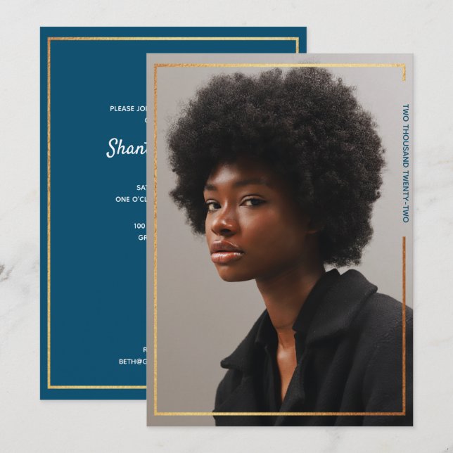 Convite para Graduação de Fronteira Dourada Modern (Frente/Verso)