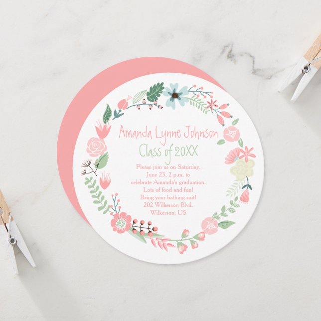 Convite para Graduação de Frotas Verdes, Rosa-Rosa (Frente/Verso In Situ)