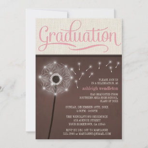 Convite para graduação de Mocha Rustic Linen Dan