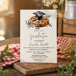 Convite para Graduação de Pizza Floral Elegante