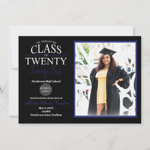Convite para Graduação de Preto e Azul com Foto
