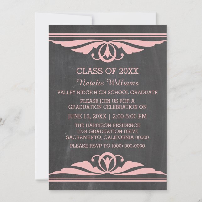 Convite para Graduação de Quadro de Deco Rosa (Frente)