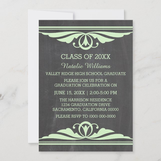Convite para Graduação de Quadro Deco Verde (Frente)