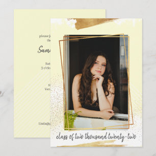 Convite para Graduação de Quadro Dourado e Amarelo