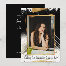 Convite para Graduação de Quadro Dourado e Preto