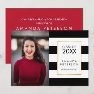 Convite para Graduação de quadro em ouro Faux St