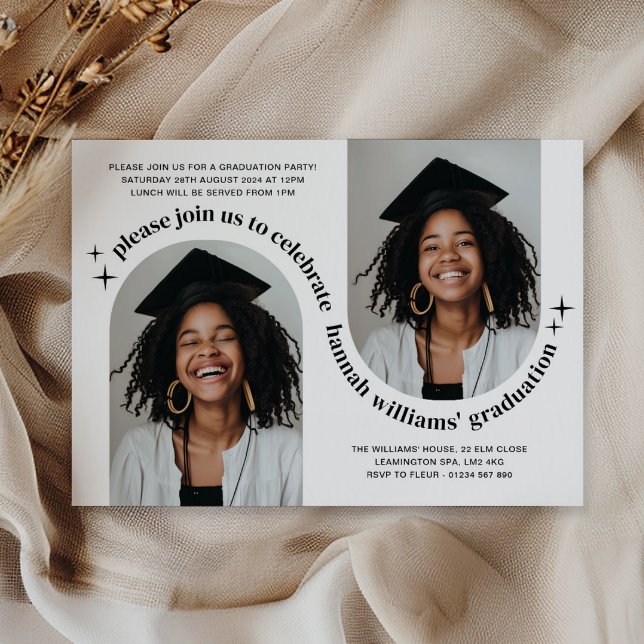 Convite para Graduação de Rapariga de Foto em Arco (Criador carregado)