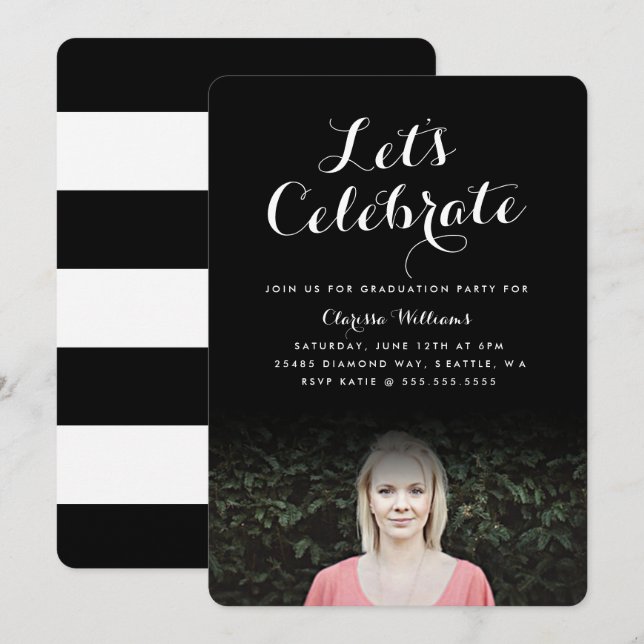 Convite para Graduação de Script Elegante (Frente/Verso)