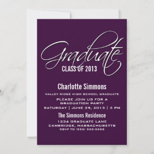 Convite para Graduação de Script Elegante Roxo