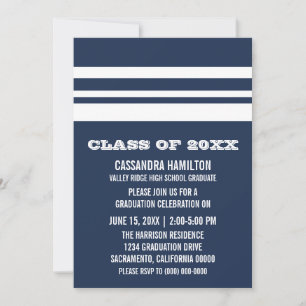Convite para Graduação de Stripe Azul/Branco