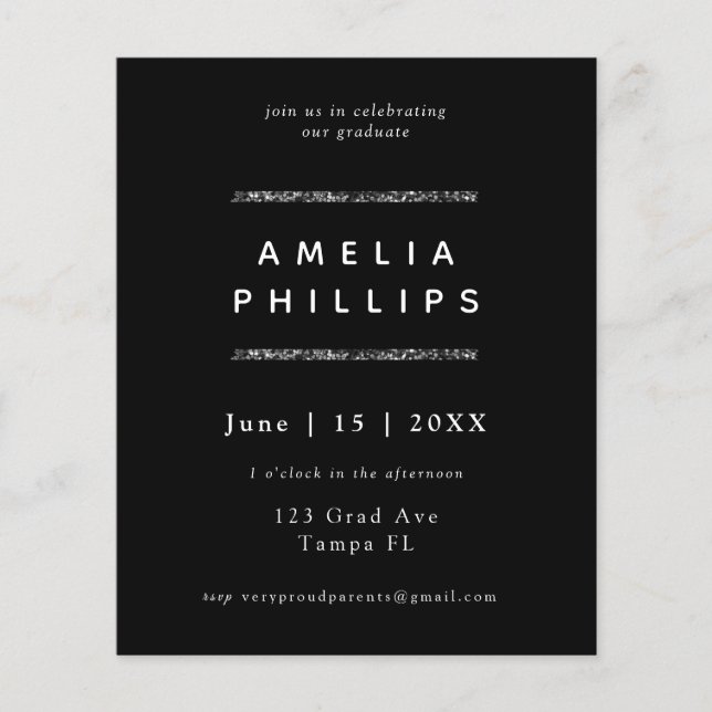 Convite para Graduação de Tendência de Glitter de  (Frente)