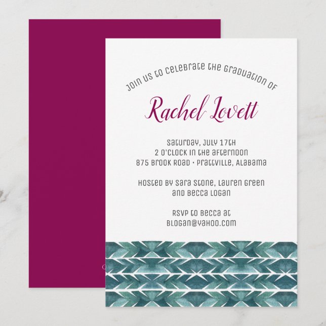 Convite para Graduação de Textura Cactus (Frente/Verso)