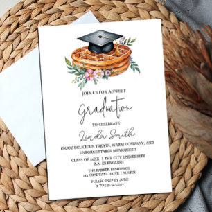 Convite para Graduação de Waffle Floral Elegante