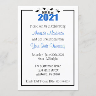 Convite para graduação do Formando MBA 2021 (Bonés