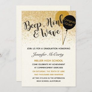 Convite para Graduação Dourada e Preta