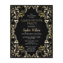 Convite para Graduação Dourada Preta de Orçamento