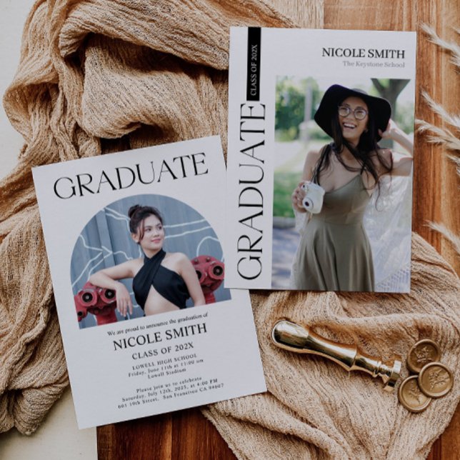 Convite para graduação elegante minimalista (Criador carregado)