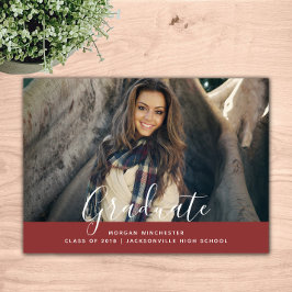 Convite para Graduação Elegante Simples | Borgonha