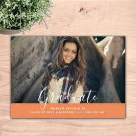 Convite para Graduação Elegante Simples | Laranja