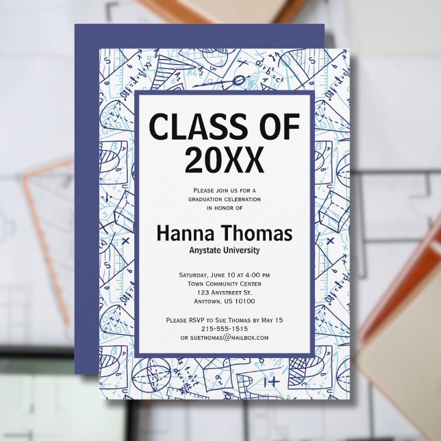 Convite para Graduação em Matemática de Engenharia (Engineering block letters text only graduation announcement)