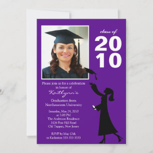 Convite para graduação em roxo e preto de tendê