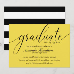 Convite para graduação em tipografia amarela mod