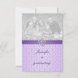 Convite para graduação em Vintage Lilac Damask