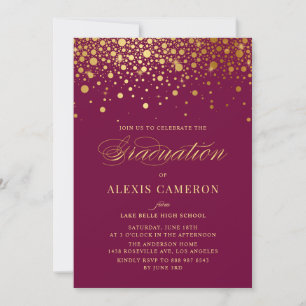 Convite para Graduação Faux Gold Foil Confetti