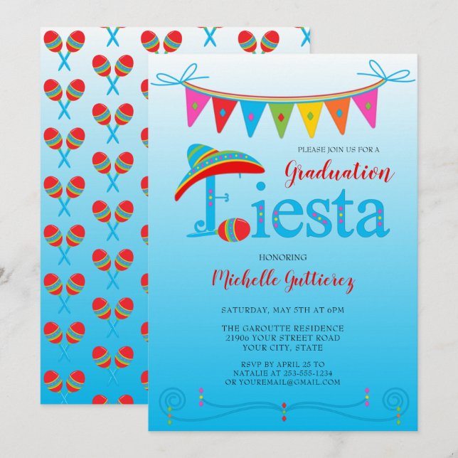 Convite para Graduação Festiva Fiesta (Frente/Verso)