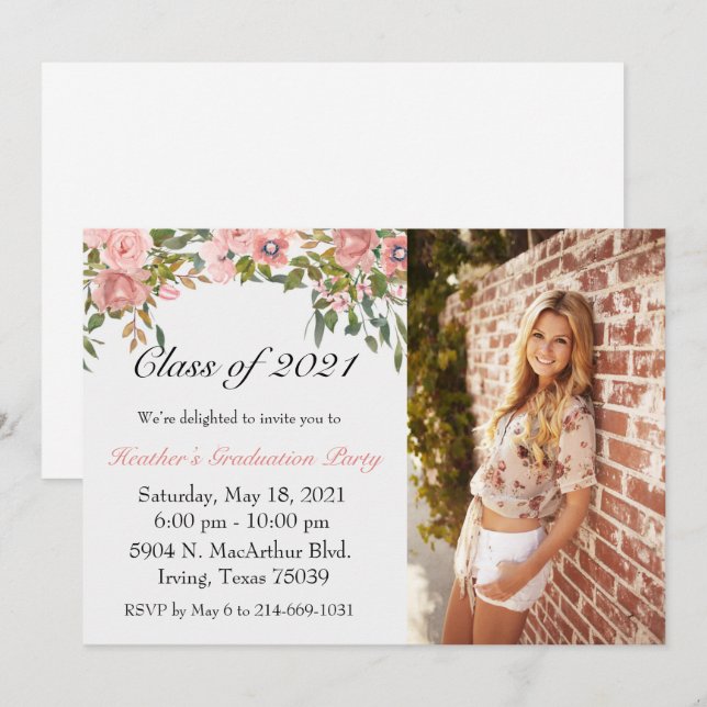 Convite para Graduação Floral (Frente/Verso)