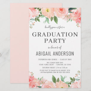 Convite para Graduação Floral de Coral de Pêsse