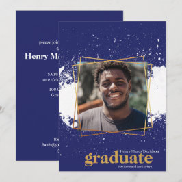 Convite para Graduação Funky Splat de marinho e Do