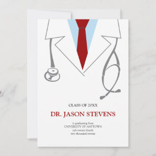 Convite para graduação médica de Casaco branco
