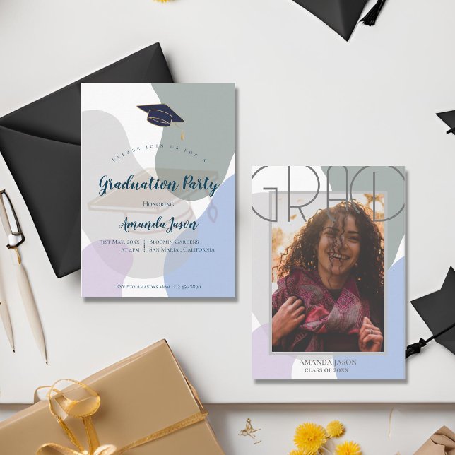 Convite para graduação Mini Photo Pastel Cute 2025 (Mini Photo Pastel Cute 2025 Graduation Invitation)