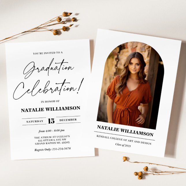 Convite para graduação minimalista moderno com fot (Modern Minimalist Graduation Invitation with Photo
)