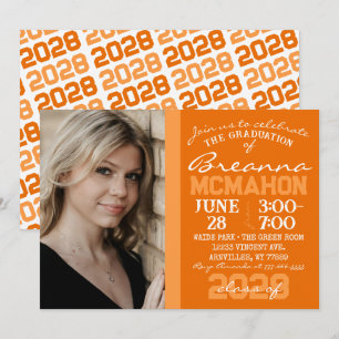 Convite para Graduação Moderna Laranja e Branca