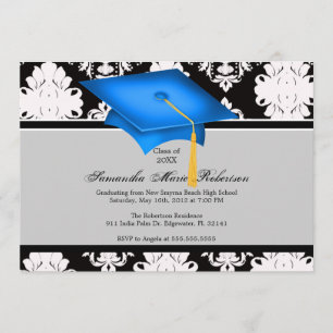 Convite para graduação personalizada, azul, pret