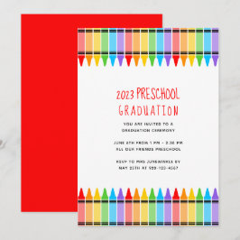 Convite para Graduação Pré-Escolar Crayons