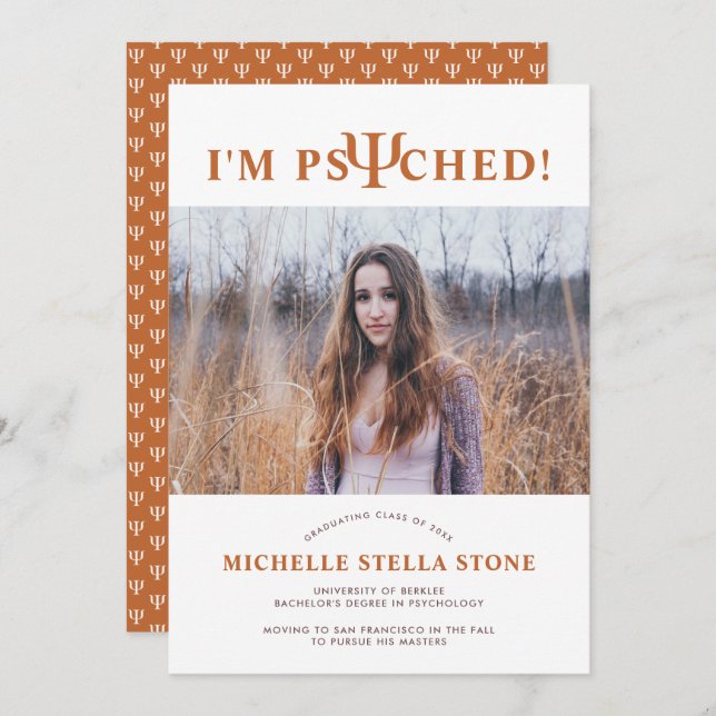 Convite para Graduação Psicológica ψ Psicologia Ps (Frente/Verso)